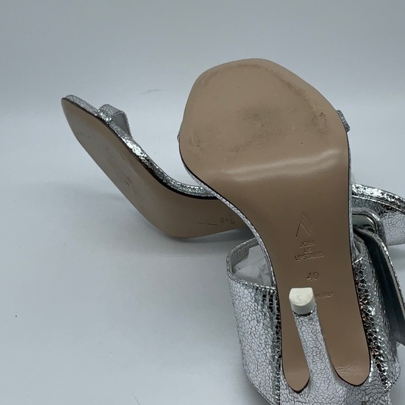 ATTICO Ester Crackled Metallic-leather Mules In Silver - Picture 12 of 16